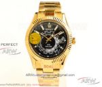 N9 Factory 904L Rolex Sky-Dweller World Timer 42mm Oyster 9001 Automatic Watch - Yellow Gold Case Black Dial 